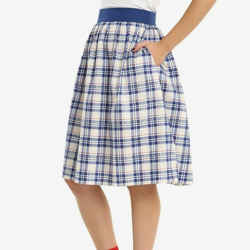 NEW Her Universe Doctor Who Plaid Skirt Tardis